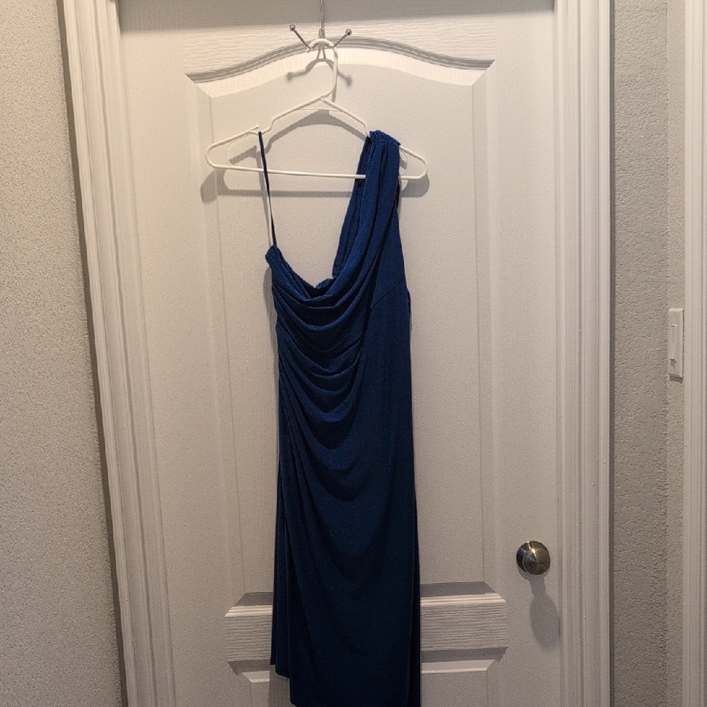 Ralph Lauren Blue Asymmetrical One Shoulder Gown